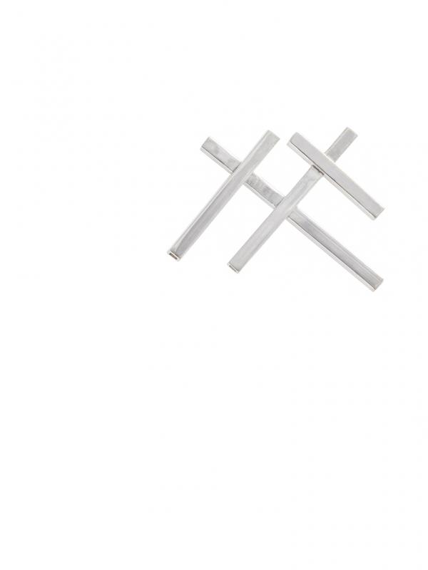 Μονό Σύγχρονο Ασημένιο Σκουλαρίκι Abstract Art Silver Tube image